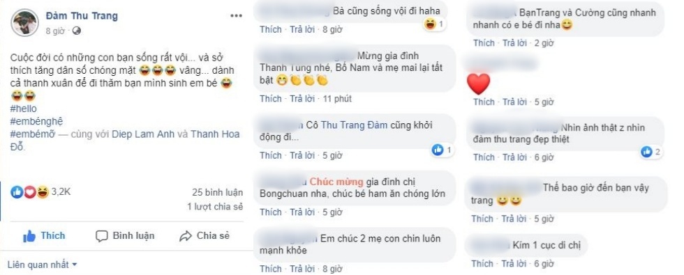 Khoe ảnh Pông Chuẩn mới sinh, Đàm Thu Trang bị giục sinh con đầu lòng