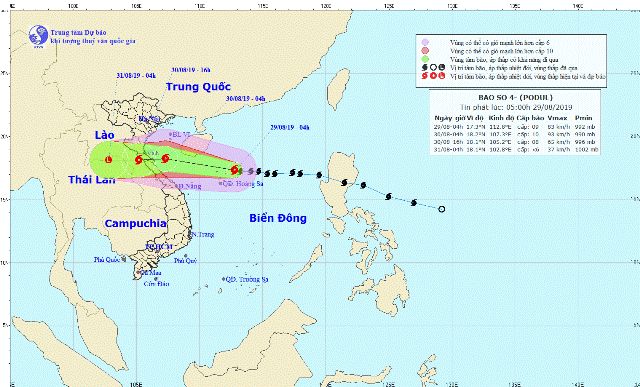Dự báo bão Podul đổ bộ Nghệ An - Quảng Bình vào trưa mai, chiều nay đất liền mưa to