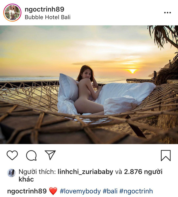 Ngọc Trinh gây chú ý khi đăng ảnh nude khoe cơ thể ở Bali