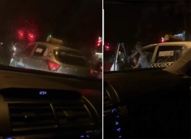 Lái xe taxi Thanh Nga hung hăng dọa đốt xe Camry đang dừng đèn đỏ