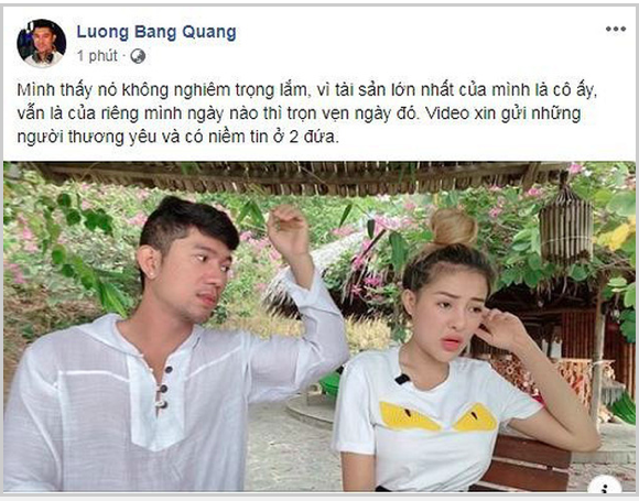 Lương Bằng Quang lên tiếng khi Ngân 98 lộ clip nóng