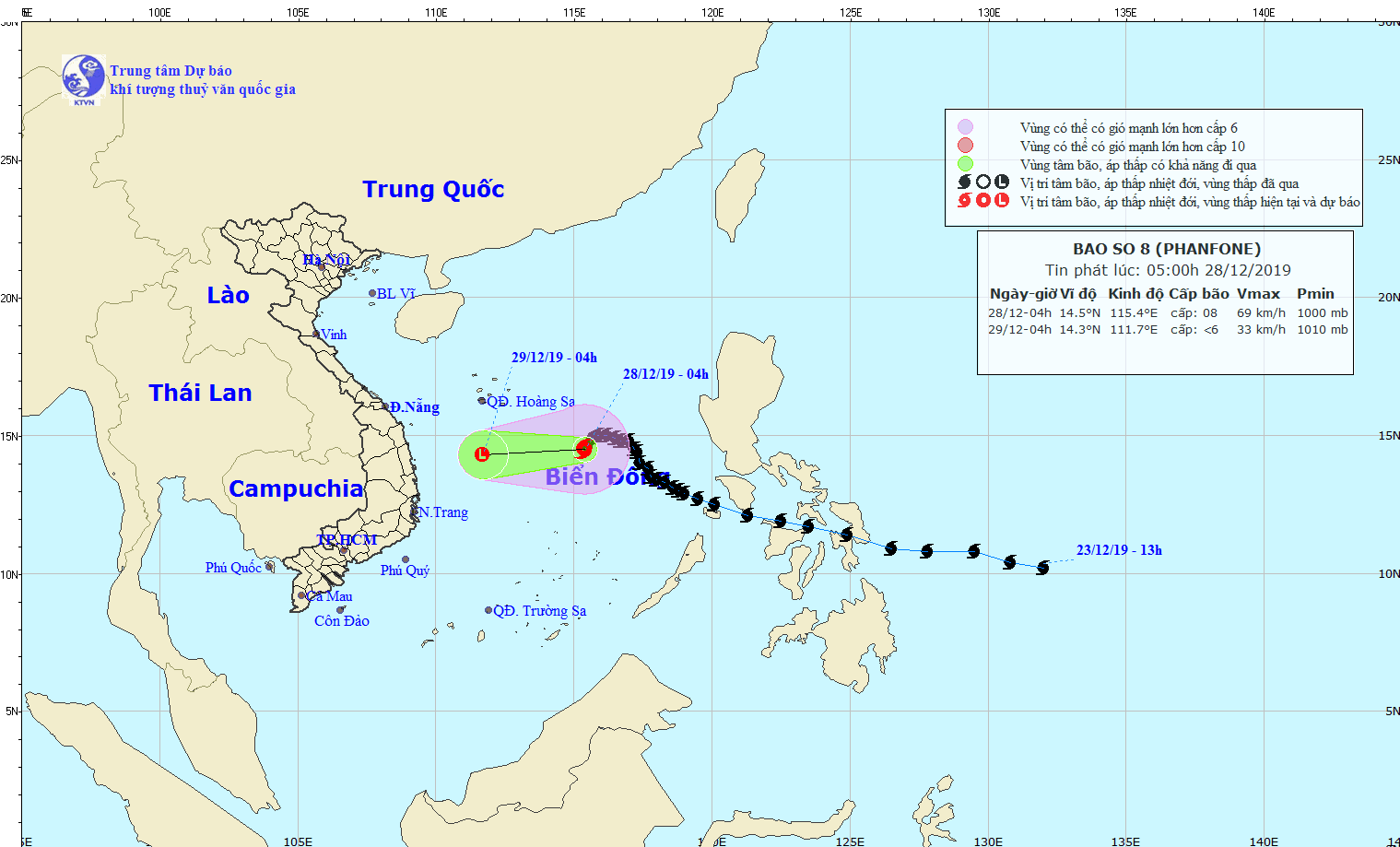 Bão Phanfone suy yếu dần thành áp thấp nhiệt đới