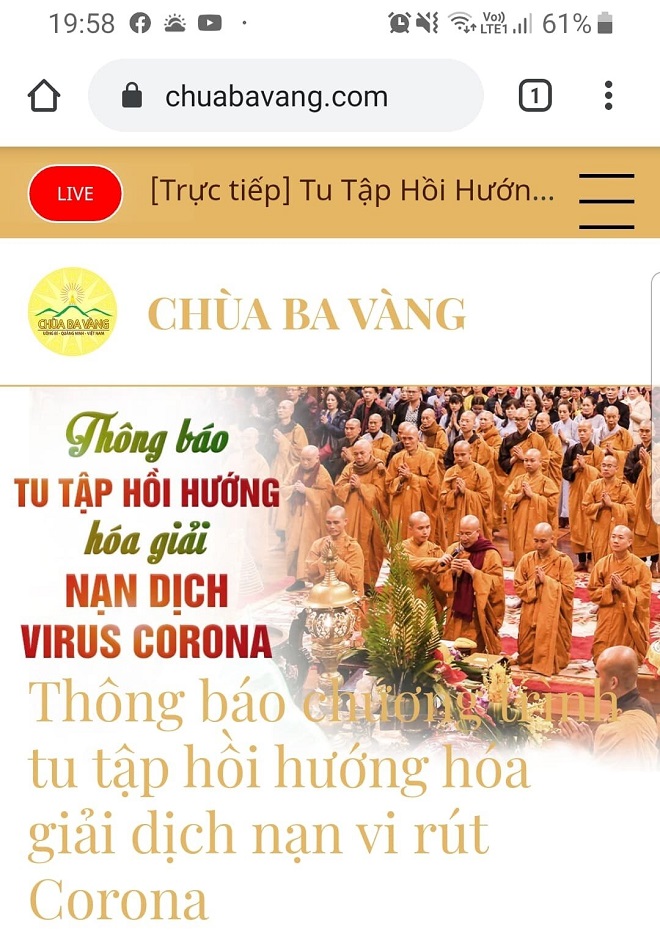 Xử lý trụ trì chùa Ba Vàng vì tổ chức tu tập hồi hướng 'hóa giải' virus Corona