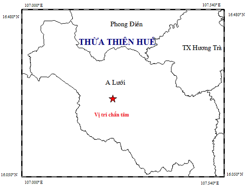 Thừa Thiên-Huế: Xảy ra động đất có độ lớn 2,4