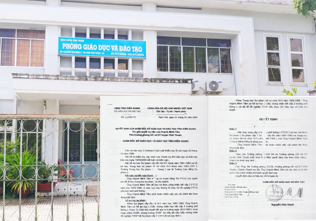Trưởng phòng giáo dục huyện Vĩnh Thuận thừa nhận dùng bằng cấp mang tên em trai