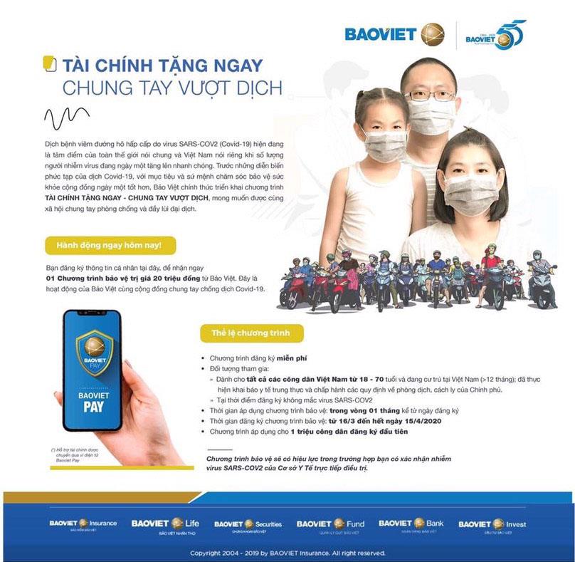 Bảo Việt hỗ trợ 20 triệu đồng/ca nhiễm SARS-CoV-2 dành cho một triệu công dân Việt Nam đăng ký đầu tiên
