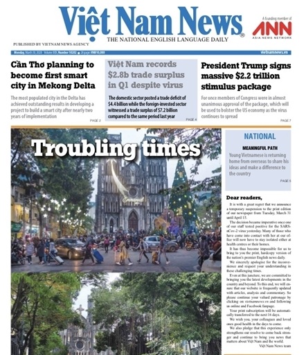 Việt Nam News ngừng xuất bản báo in vì có phóng viên nhiễm Covid-19