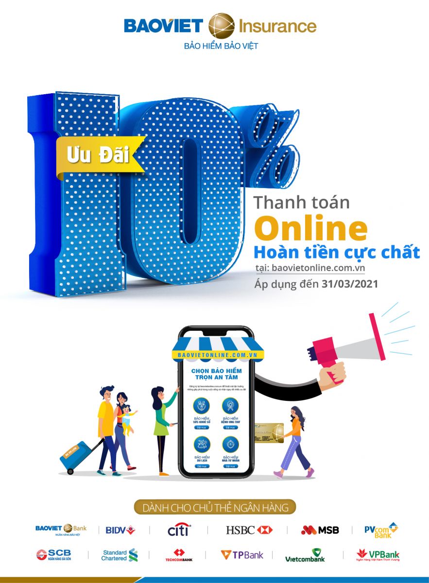 'Thanh toán online, hoàn tiền cực chất' bảo hiểm Bảo Việt triển khai quyền lợi ưu đãi dành riêng cho chủ thẻ ngân hàng