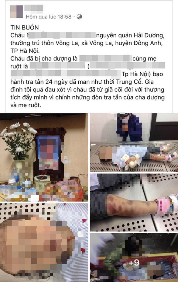 Hà Nội: Bé gái 3 tuổi nghi bị cha dượng và mẹ đẻ bạo hành đến tử vong
