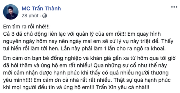 Tìm được kẻ tung tin đồn nhảm, Trấn Thành nói sẽ 'xử lý triệt để'