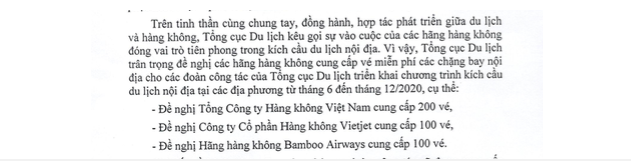Bộ văn hóa lên tiếng vụ Tổng cục Du lịch 'xin' 400 vé máy bay từ các hãng