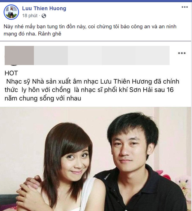 Lưu Thiên Hương lên tiếng đính chính về tin đồn đã ly hôn