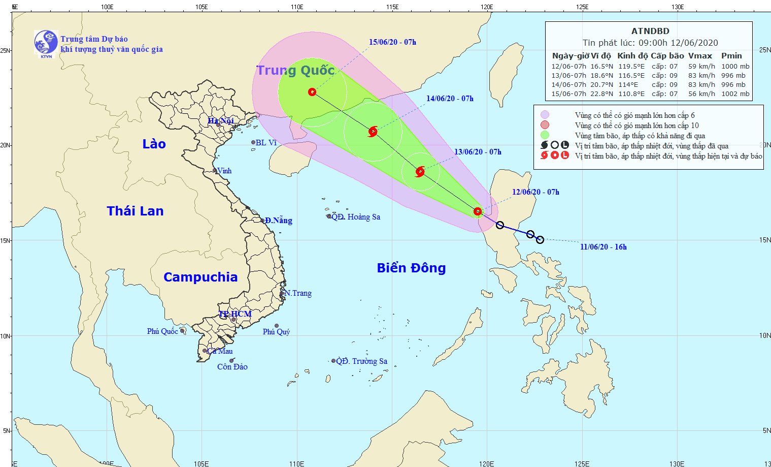 Áp thấp nhiệt đới đi vào Biển Đông đang mạnh lên thành cơn bão số 1