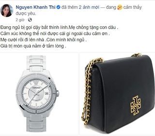 Khánh Thi bất ngờ 'khoe' quà hàng hiệu mẹ chồng đại gia tặng