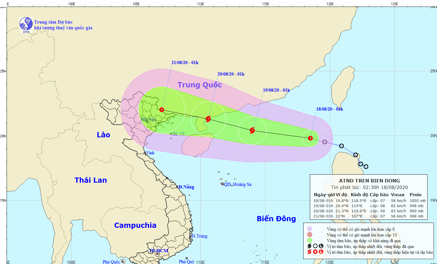 Áp thấp nhiệt đới mạnh lên thành bão, mỗi giờ đi được khoảng 20km