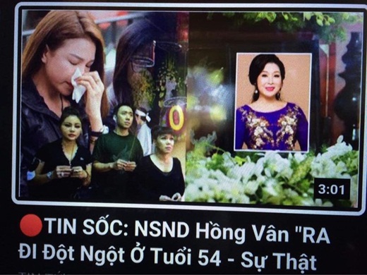 NSND Hồng Vân bị Youtuber tung tin qua đời