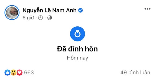 Nam Anh công khai đổi trạng thái 'Đã đính hôn' cùng người đàn ông bí mật