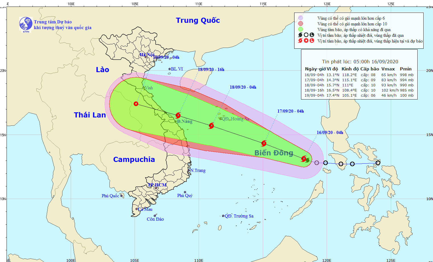 Tin cơn bão số 5 trên biển Đông