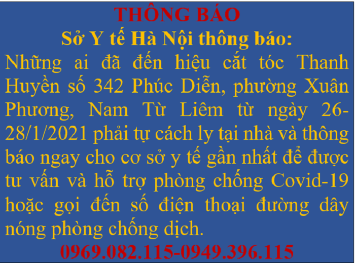 Sáng 1/2, có 2 ca mắc mới COVID-19 trong cộng đồng đều tại Hà Nội