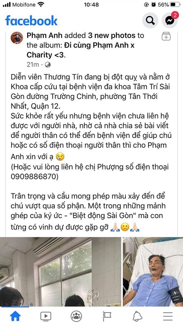 Diễn viên Thương Tín bị đột quỵ phải nhập viện cấp cứu