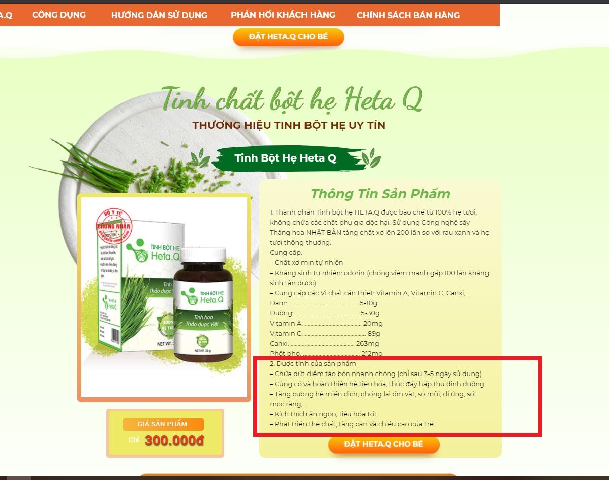 Viên sủi Keto Slim, tinh bột hẹ Heta Q quảng cáo ‘thổi phồng’ công dụng tràn lan trên internet