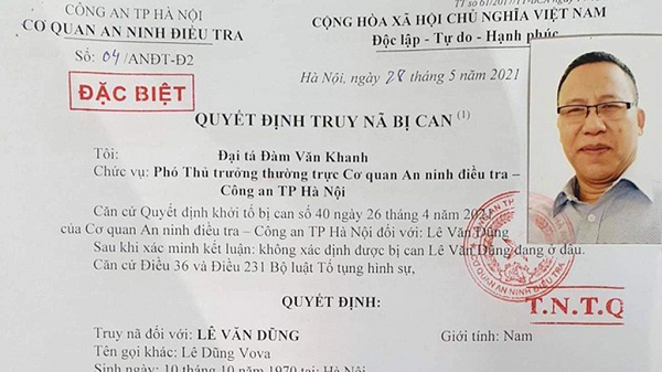 Công an TP.Hà Nội đã bắt được Lê Dũng 'Vova' sau gần 1 tháng trốn truy nã