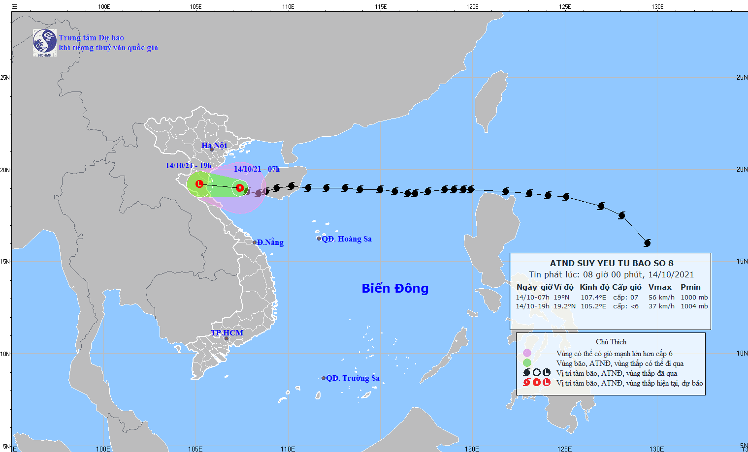 Bão số 8 suy yếu thành áp thấp nhiệt đới, cách Thanh Hóa khoảng 220km
