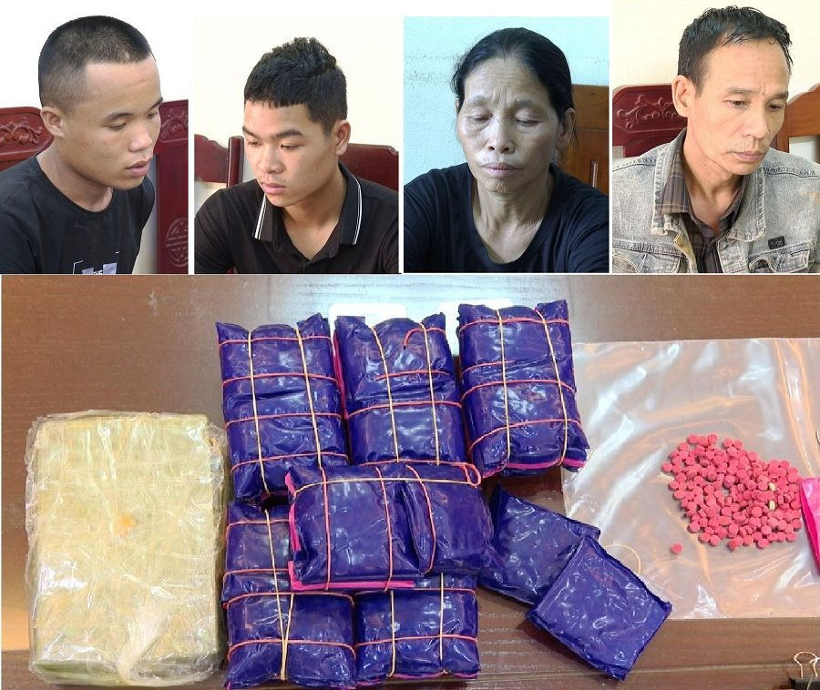 Bắt 4 đối tượng vận chuyển ma túy đá và heroin từ Lào về Việt Nam