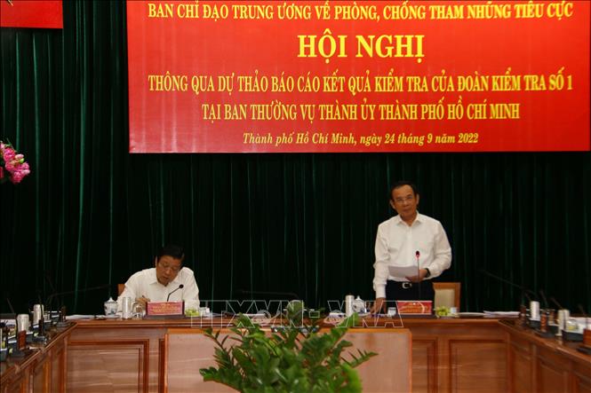 Đoàn kiểm tra của BCĐ Trung ương về phòng, chống tham nhũng, tiêu cực làm việc tại TP Hồ Chí Minh