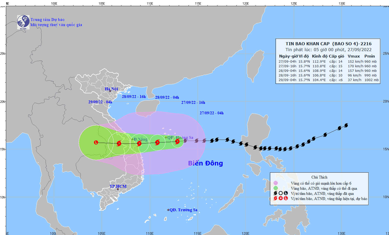 Siêu bão Noru giật cấp 16, hướng vào đất liền Trung Trung Bộ