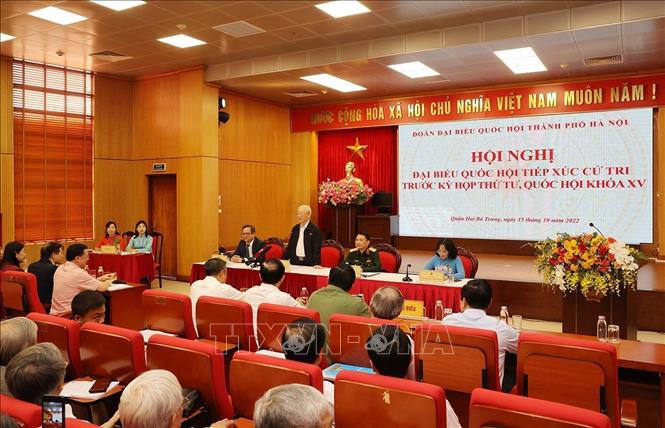 Tổng Bí thư tiếp xúc cử tri Hà Nội trước Kỳ họp thứ tư, Quốc hội khóa XV