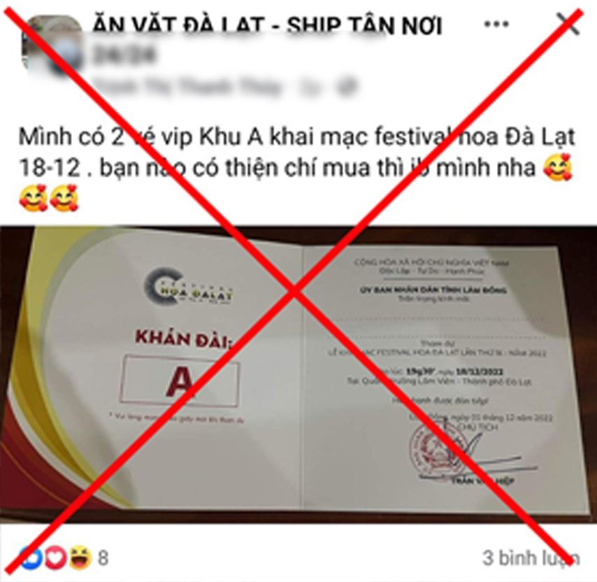 Triệu tập đối tượng bán giấy mời dự khai mạc Festival hoa Đà Lạt trên mạng xã hội