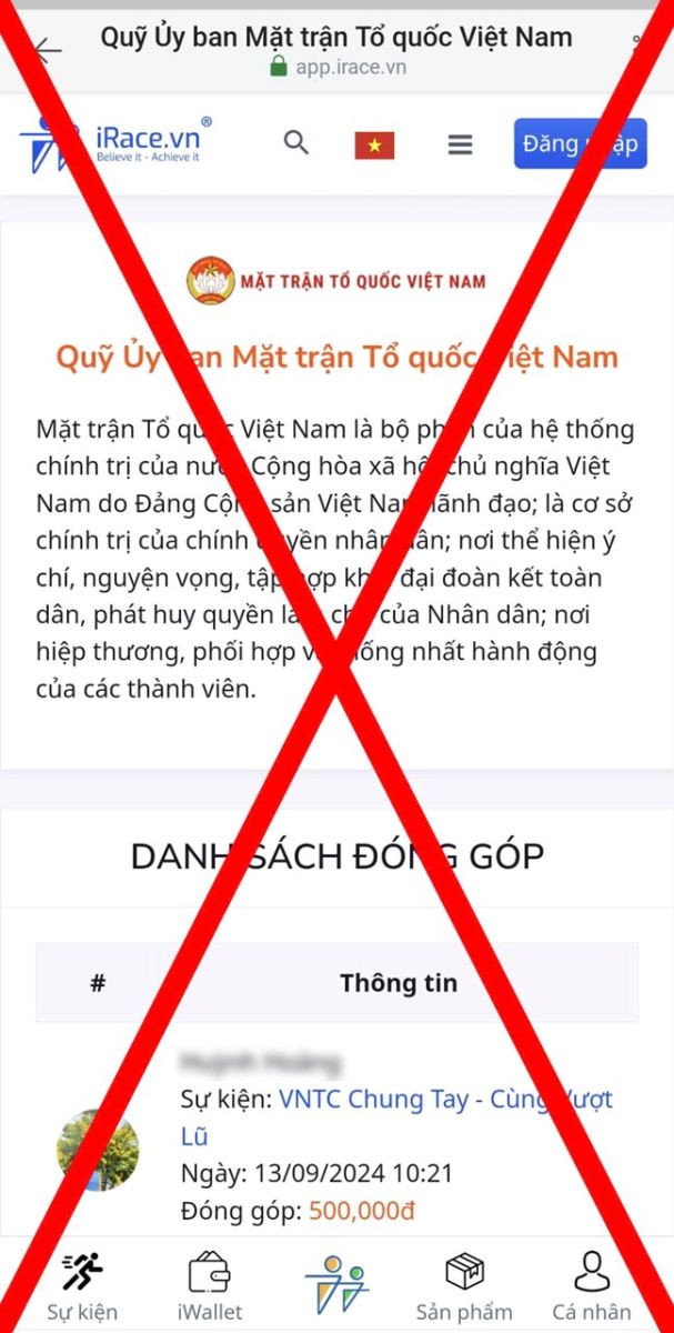 Không chuyển tiền vào tài khoản giả mạo MTTQ Việt Nam để ủng hộ đồng bào thiệt hại do bão số 3