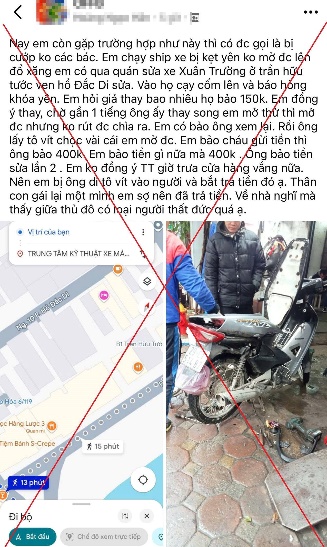 Thông tin người phụ nữ bị đe dọa, ép trả tiền tại quán sửa xe ở Hà Nội là không chính xác