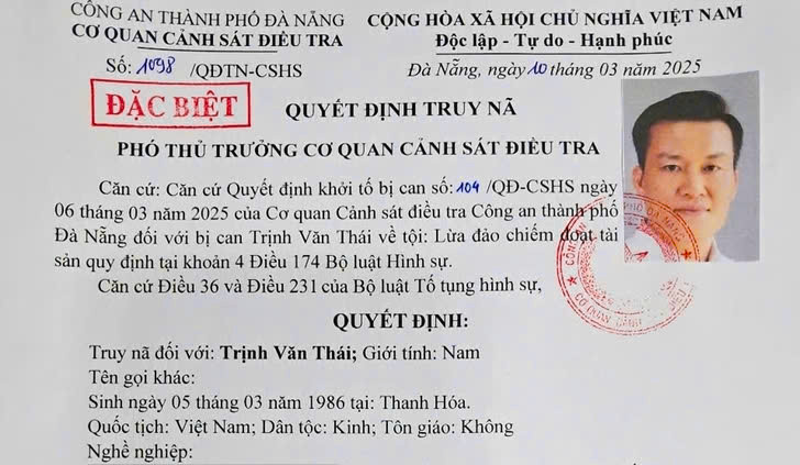 Truy nã đặc biệt Trịnh Văn Thái trong đường dây lừa đảo của Mr Pips