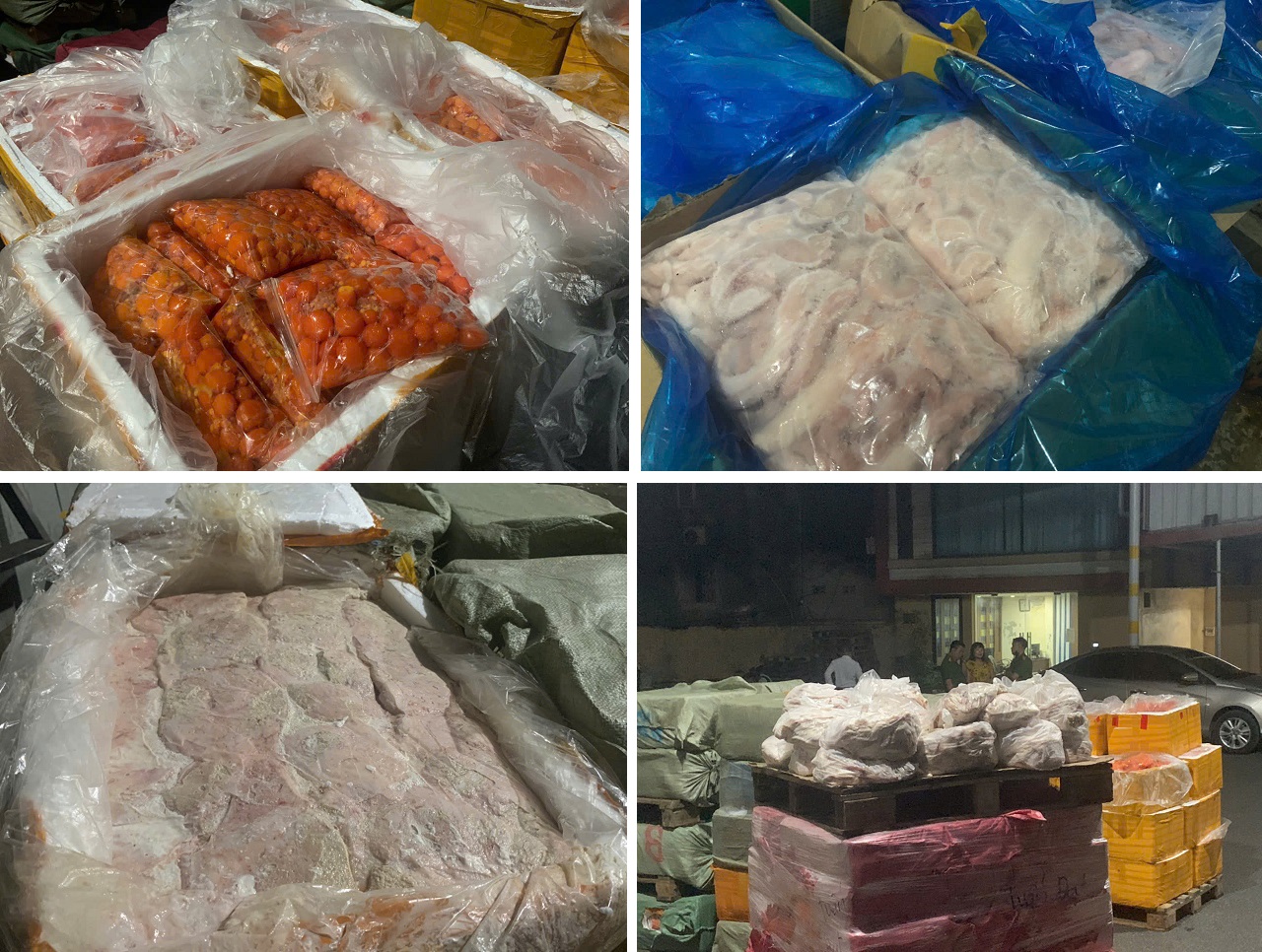 Phát hiện hơn 7 tấn thực phẩm đông lạnh không rõ nguồn gốc