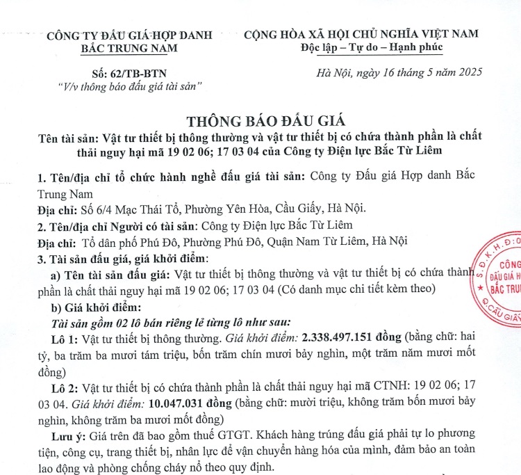 Cần minh bạch trong đấu giá tài sản vật tư thiết bị có chứa chất thải nguy hại của các Công ty điện lực