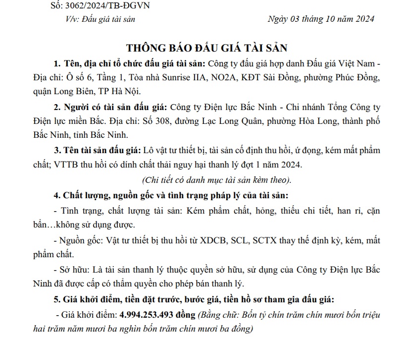 Cần minh bạch trong đấu giá tài sản vật tư thiết bị có chứa chất thải nguy hại của các Công ty điện lực