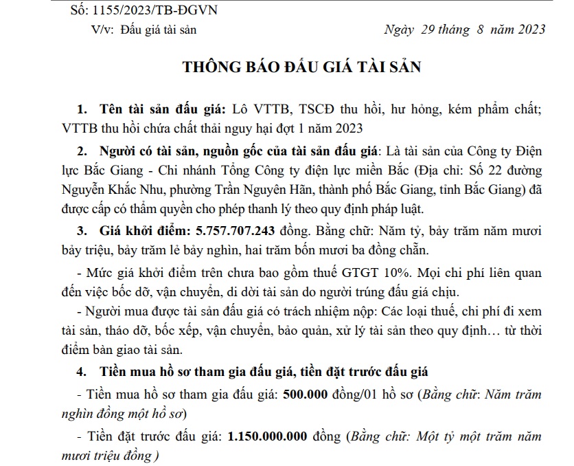 Cần minh bạch trong đấu giá tài sản vật tư thiết bị có chứa chất thải nguy hại của các Công ty điện lực
