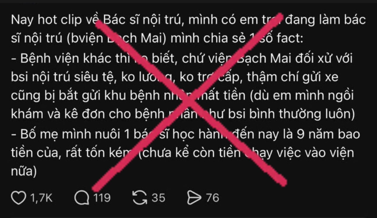 Xử lý người phụ nữ đăng tin sai sự thật về bác sĩ nội trú tại Bệnh viện Bạch Mai