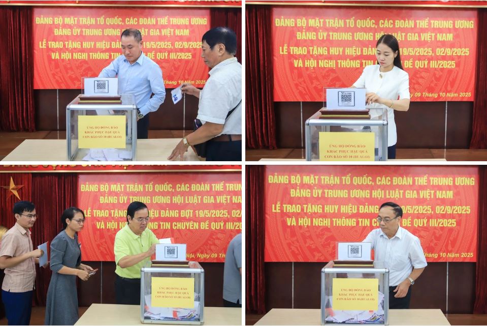 Hội Luật gia Việt Nam ủng hộ đồng bào vùng bão lũ, trao tặng huy hiệu Đảng cho đảng viên ưu tú