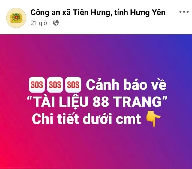 Công an cảnh báo khẩn về việc phát tán 'tài liệu 88 trang' độc hại