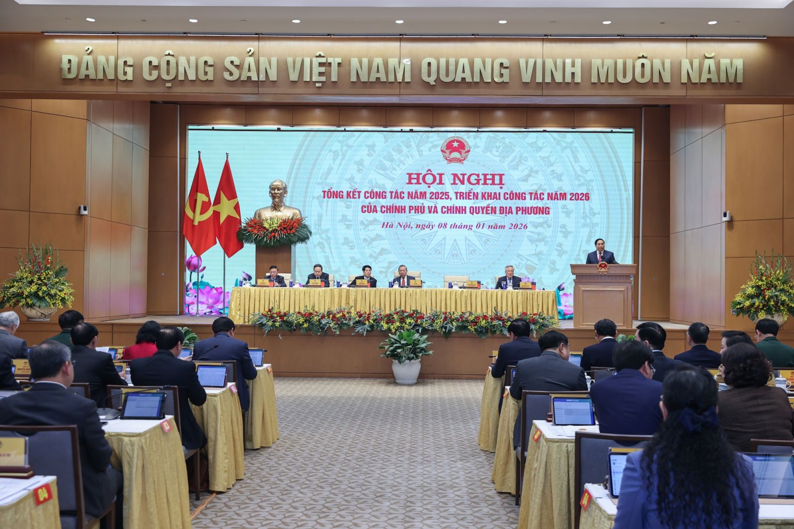 Tổng Bí thư Tô Lâm và các lãnh đạo chủ chốt dự Hội nghị toàn quốc Chính phủ và chính quyền địa phương