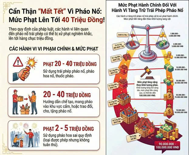 Đốt pháo không đúng quy định dịp Tết sẽ bị xử phạt ra sao?