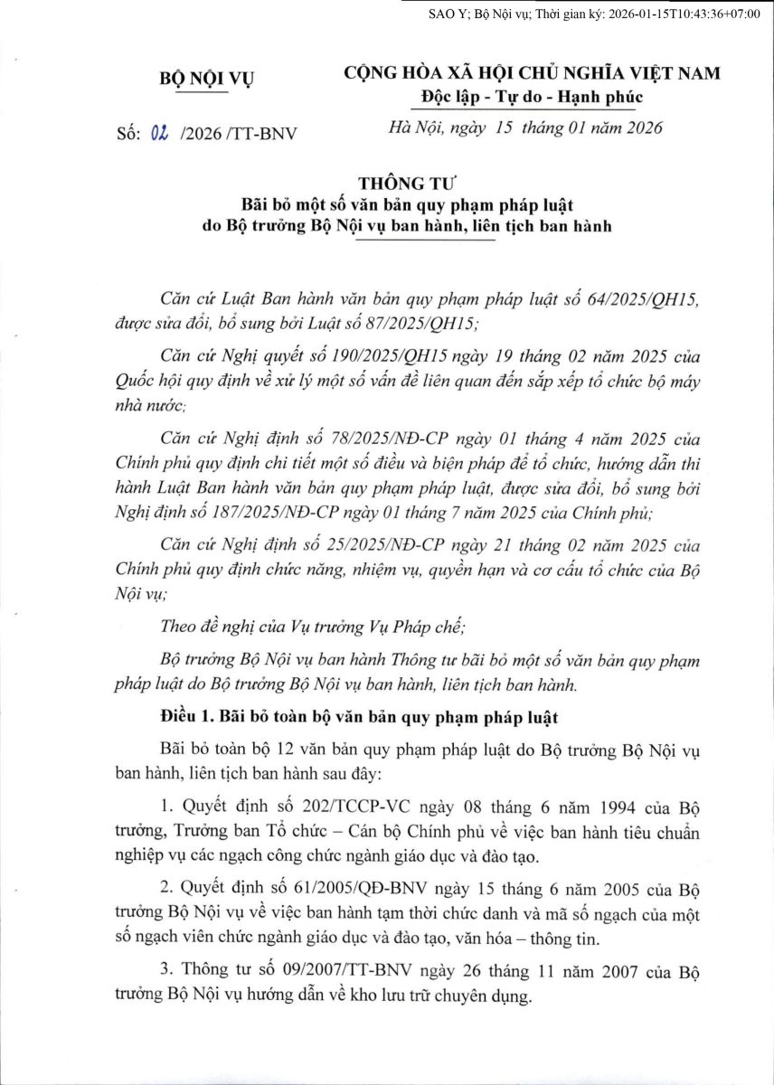 Từ 1/3 bãi bỏ toàn bộ 12 quyết định, thông tư về quản lý công chức, viên chức, thanh tra, lưu trữ...