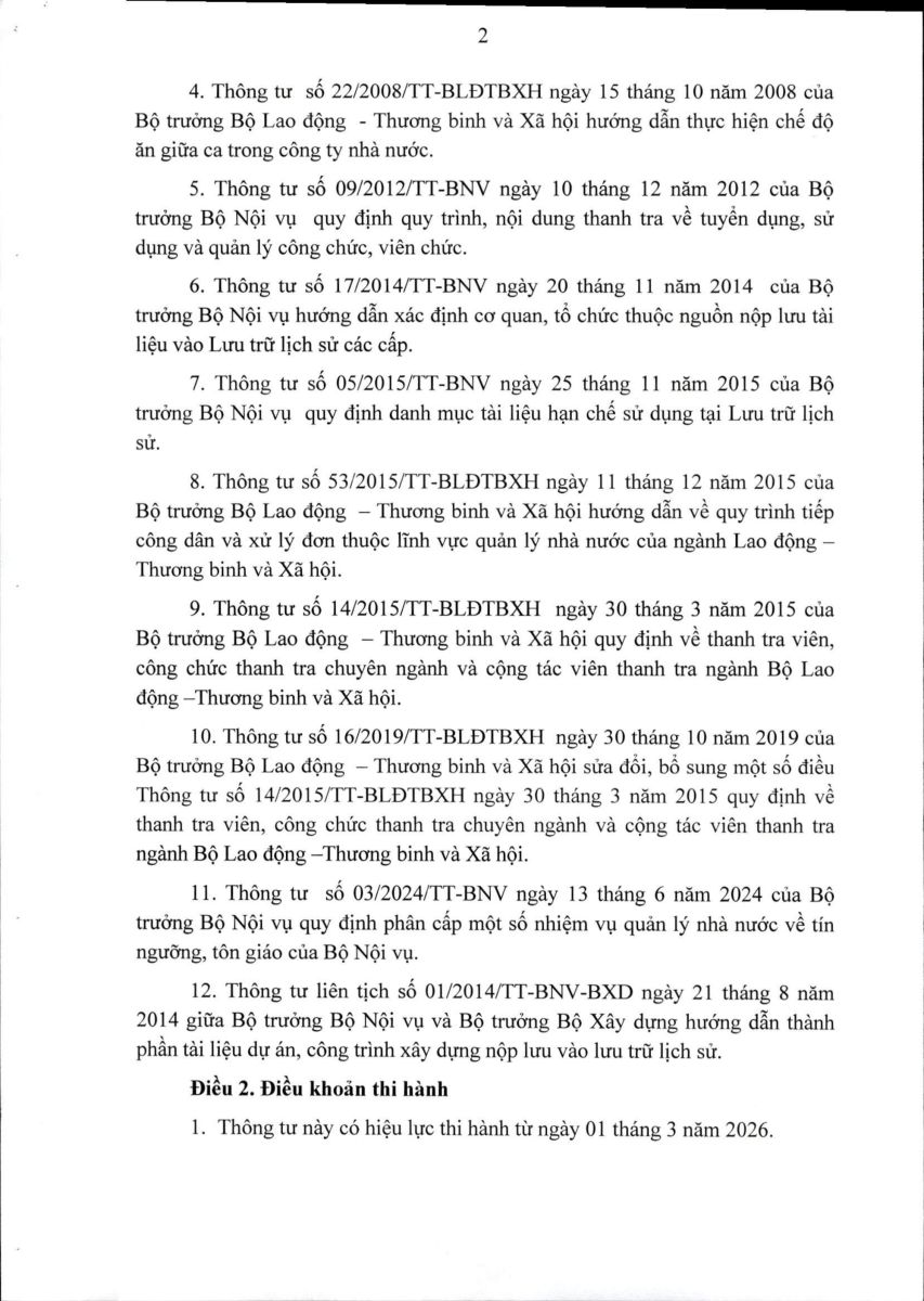 Từ 1/3 bãi bỏ toàn bộ 12 quyết định, thông tư về quản lý công chức, viên chức, thanh tra, lưu trữ...