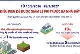 Điều kiện để được giảm lệ phí trước bạ nhà đất theo Nghị quyết 66.22/2026/NQ-CP