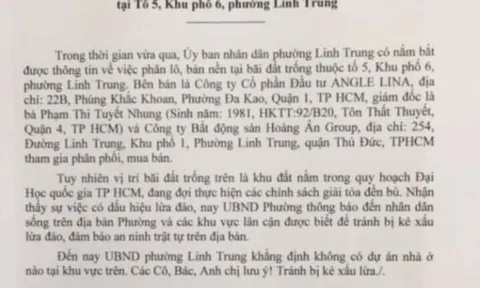 Cảnh báo dấu hiệu lừa đảo mua bán đất nền tại dự án Đại học Quốc gia TP.HCM