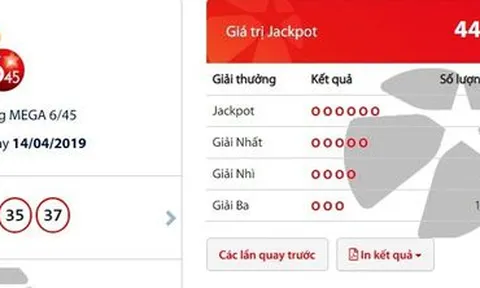 Một tấm vé số trúng độc đắc hơn 44 tỷ đồng
