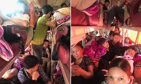 Phát hiện nhiều xe khách nhồi nhét khách quá tải tràn làn